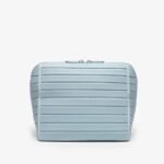 Striped Faux Leather Cosmetic Bag