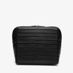 Striped Faux Leather Cosmetic Bag
