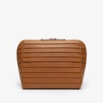 Striped Faux Leather Cosmetic Bag