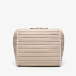 Striped Faux Leather Cosmetic Bag