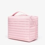 Striped Faux Leather Cosmetic Bag