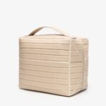 Striped Faux Leather Cosmetic Bag