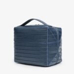 Striped Faux Leather Cosmetic Bag